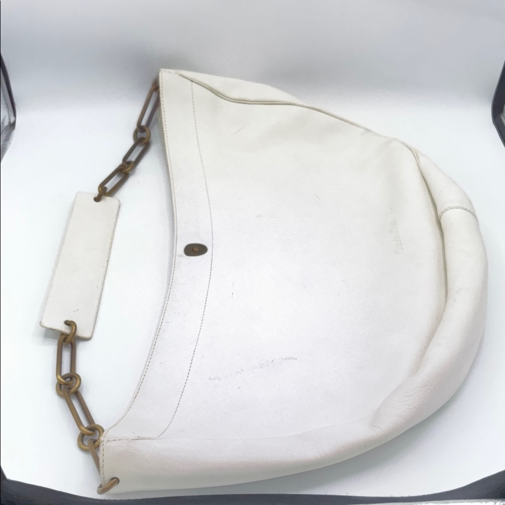 Calvin Klein Cream XL Hobo Bag with Gold Bronze Chain Strap - Picture 4 of 14